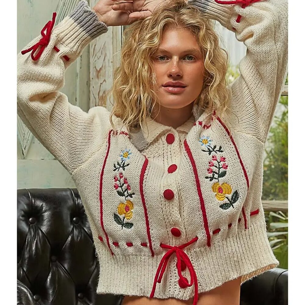 POL Gardenlace Embroidered Knit Cardigan NEW Size Various